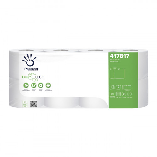 Papier hygiénique blanc ouate de cellulose 11 cm x 9,5 cm (8 pièces)