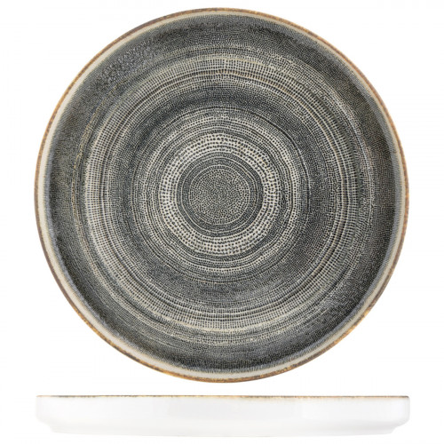 Assiette plate bord droit rond gris anthracite porcelaine Ø 25 cm Terra Pro.mundi