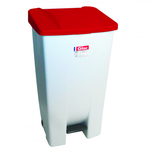 Collecteur à pédale plastique 120 L blanc Gilac