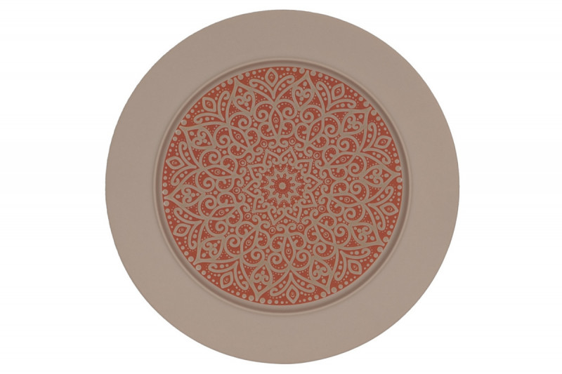 Assiette plate à bord droit rond Damask porcelaine vitrifiée Ø 23 cm Rihla Rak