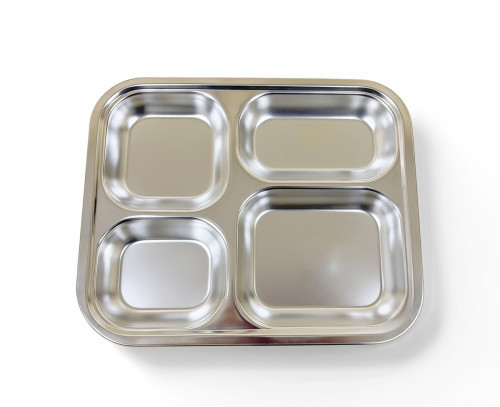 Plateau 4 compartiments rectangulaire inox 25 cm Hypinox Pro.mundi